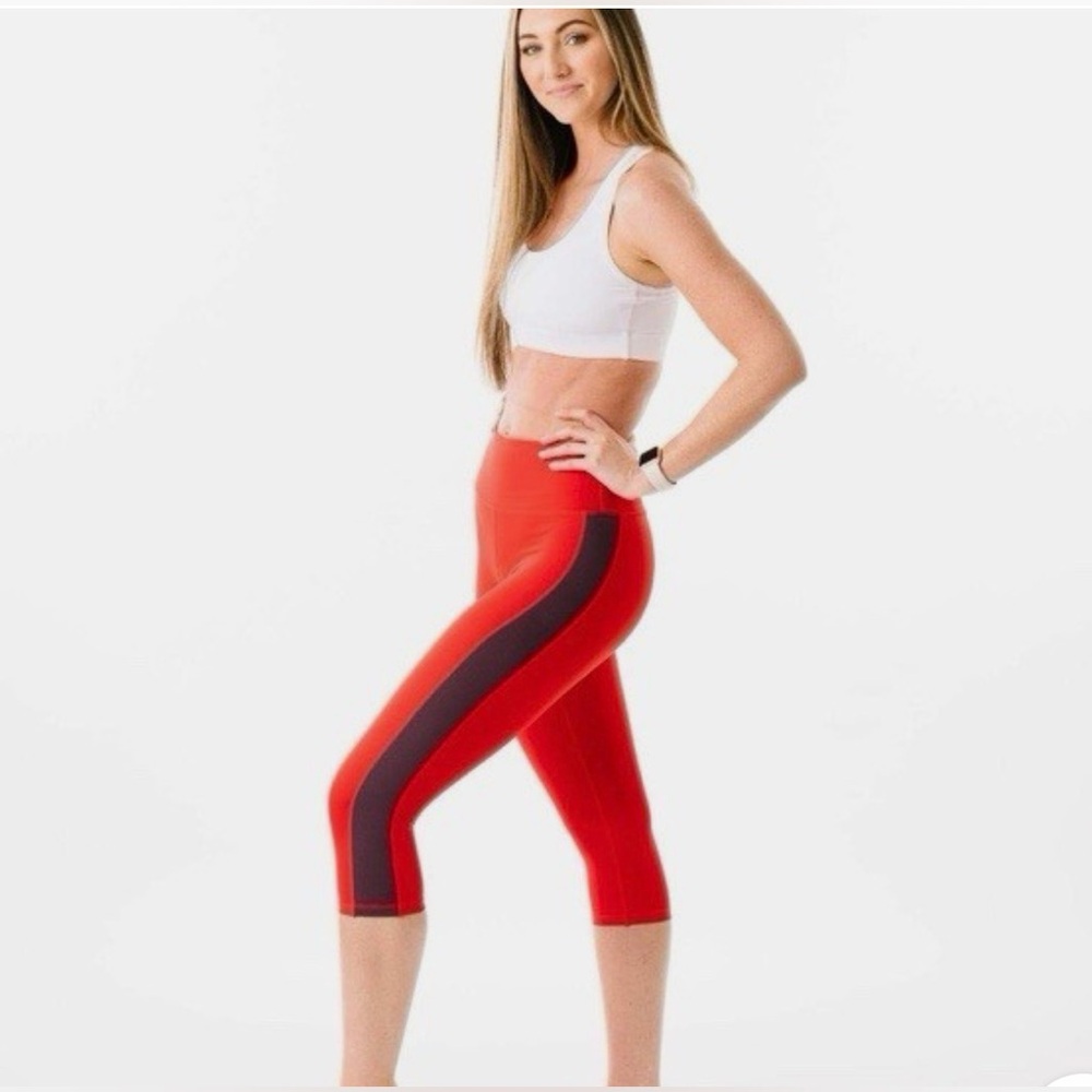 ZYIA Active Res Royalty Striped Light n Tight High-Rise Capri Legging 20” 14/16